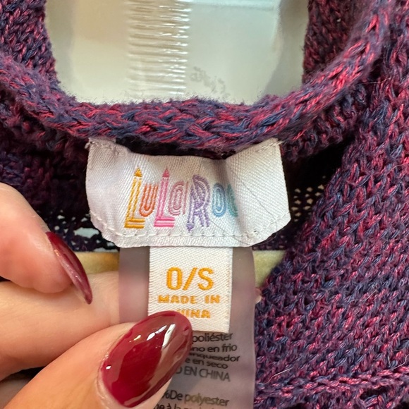 LuLaRoe Purple Mimi Fringe Knit Button Poncho Shall Cardigan Size O/S Fits All - Picture 8 of 10